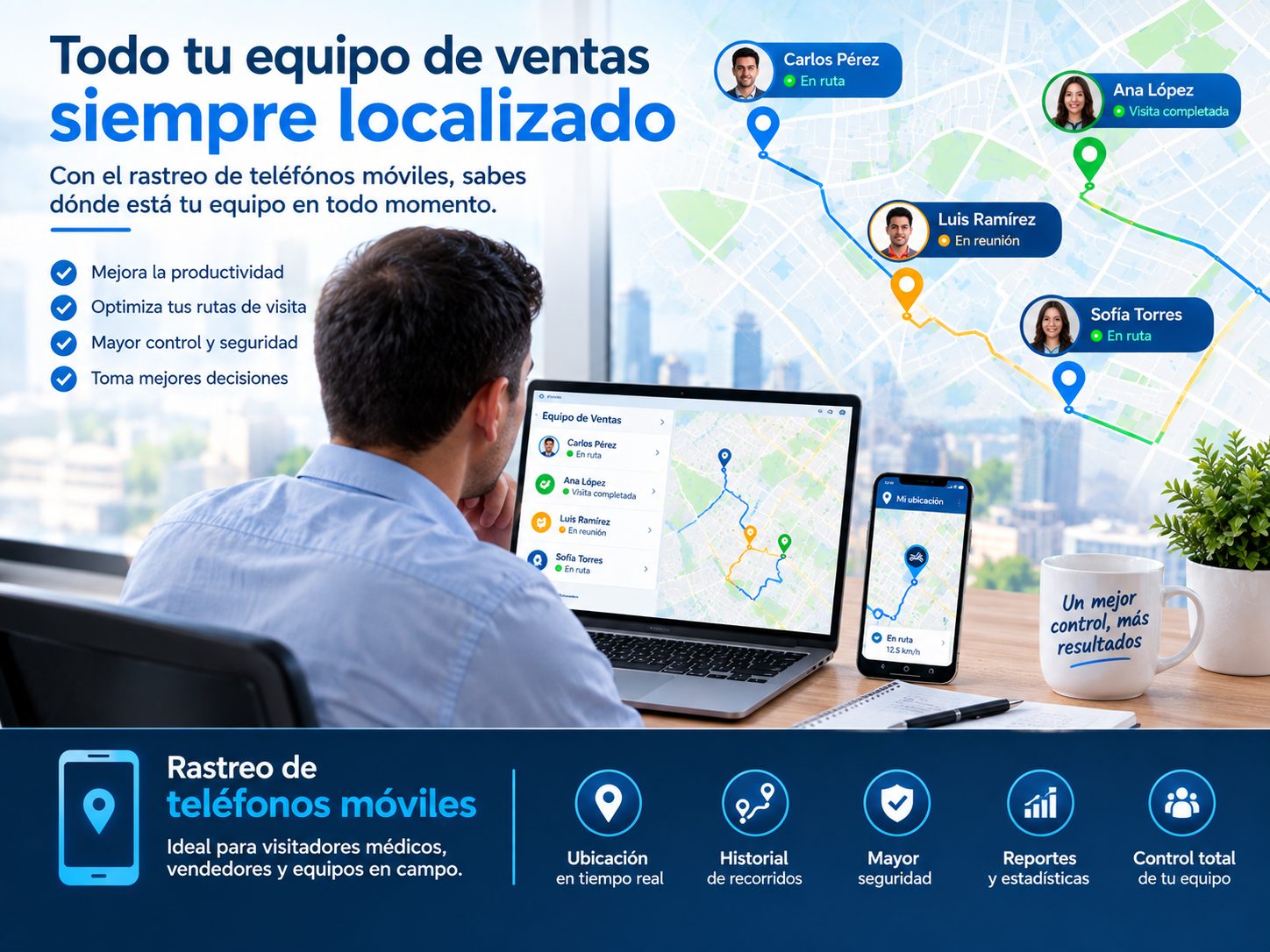 Todo tu equipo de ventas siempre localizado